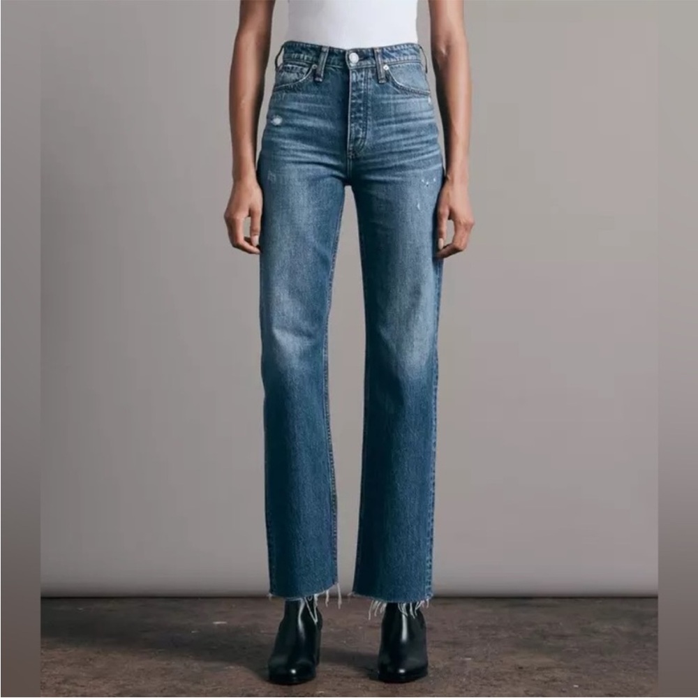 rag & bone Women's Straight Leg Jeans in Medium Blue Wash